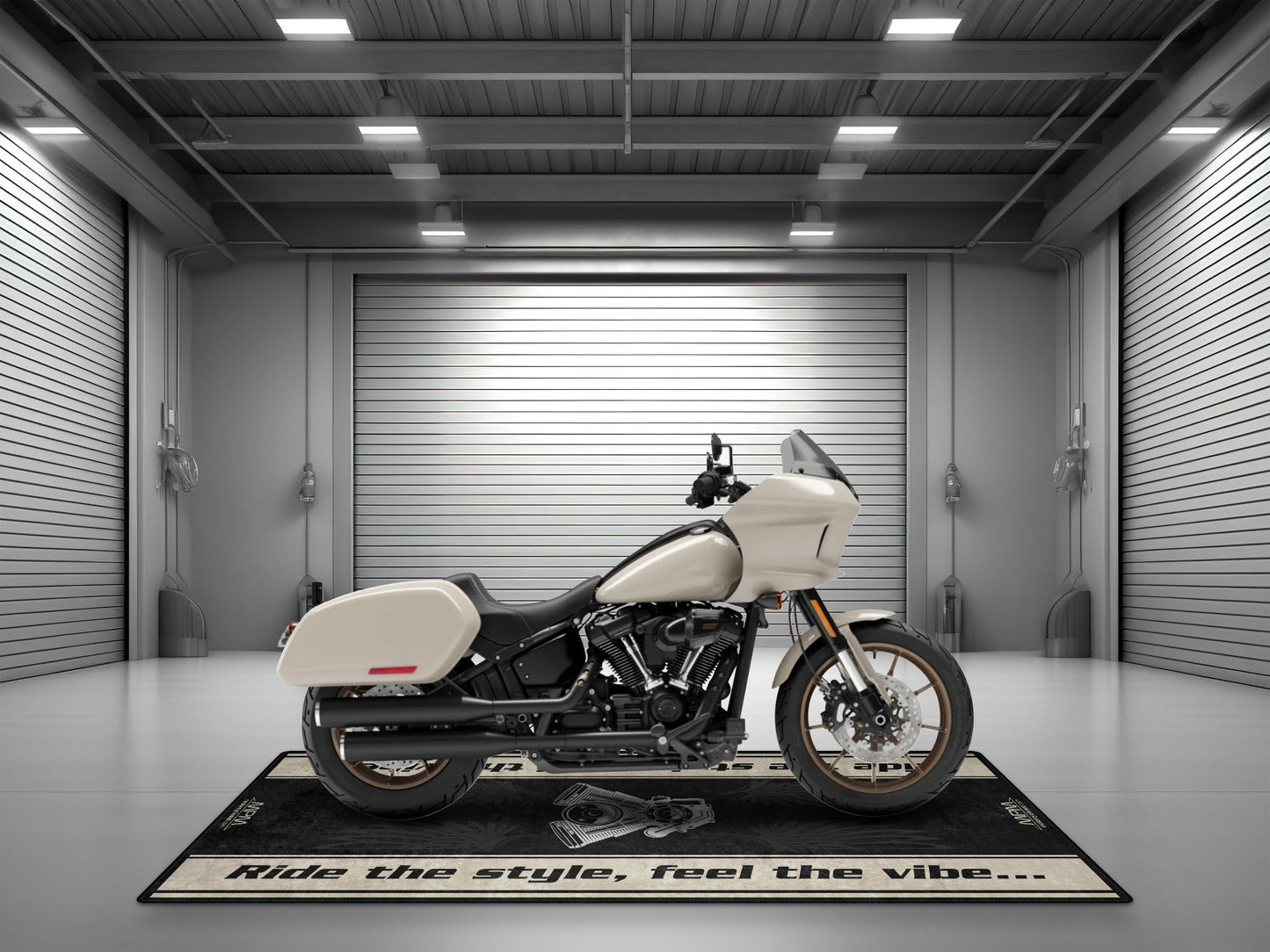 Motorcycle Mat for Cruiser Motorcycle "Ride The Style, Feel The Vibe" - MM7307 - Howling Moto