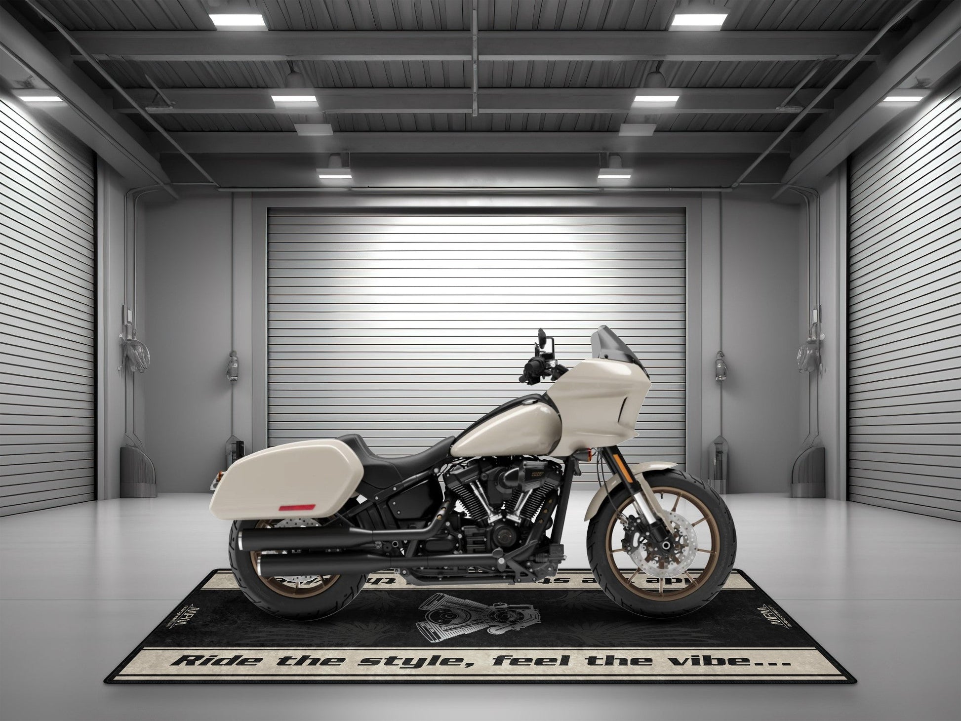 Motorcycle Mat for Cruiser Motorcycle "Ride The Style, Feel The Vibe" - MM7307 - Howling Moto