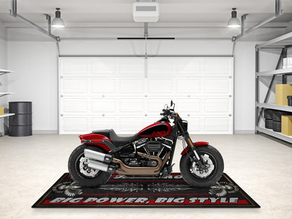 Motorcycle Mat for Cruiser Motorcycle "Big Power, Big Style" - MM7305 - Howling Moto