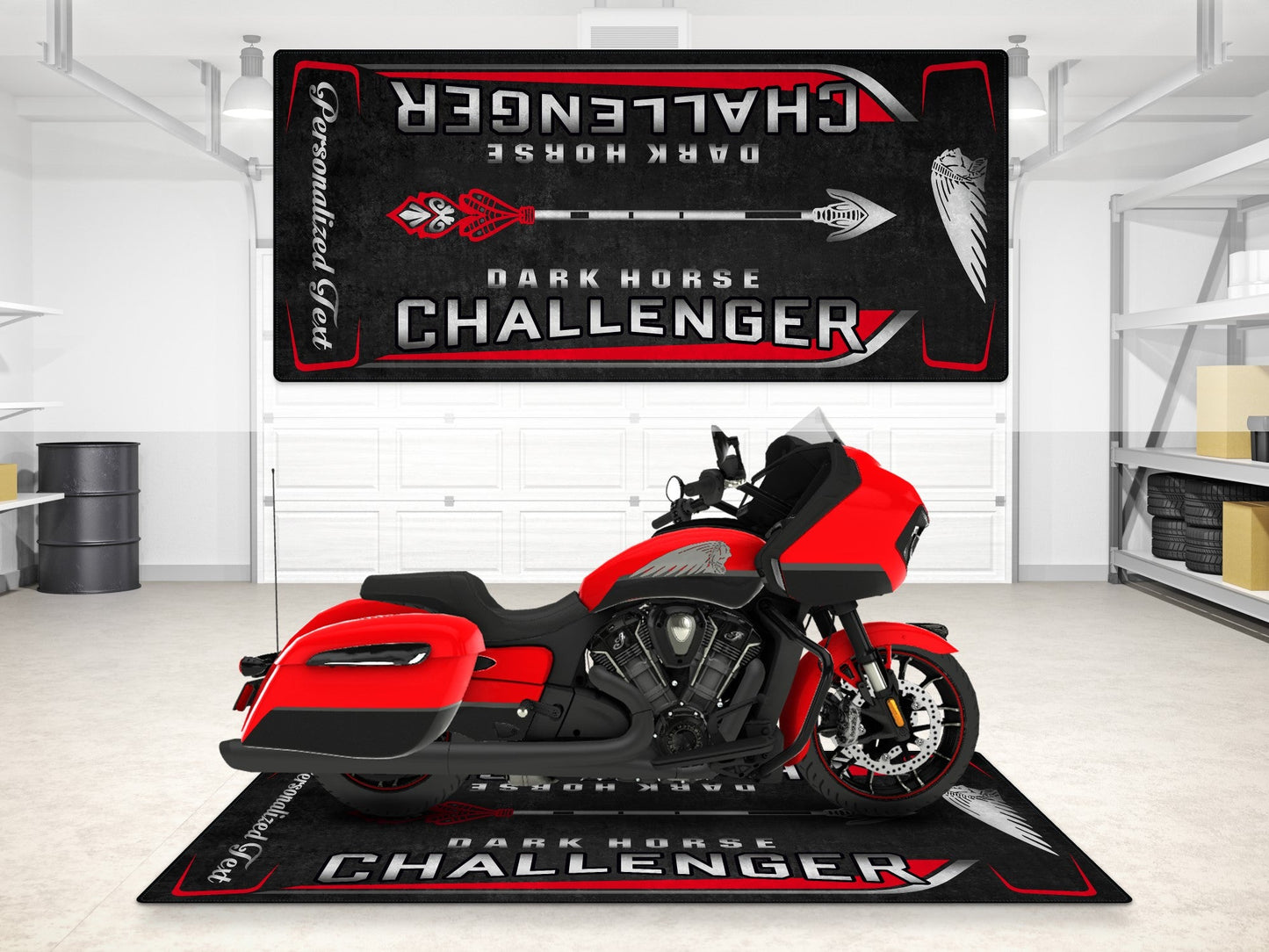 Designed Pit Mat for Indian Challenger Dark Horse Motorcycle - MM7332 - Howling Moto
