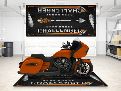 Designed Pit Mat for Indian Challenger Dark Horse Motorcycle - MM7332 - Howling Moto