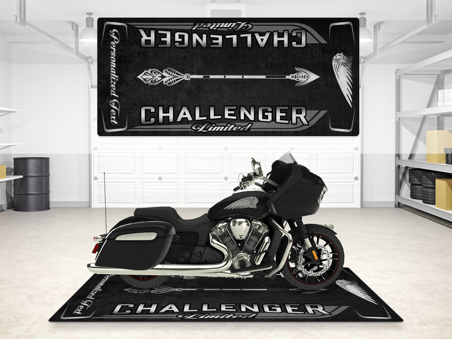 Designed Pit Mat for Indian Challenger Limited Motorcycle - MM7333 - Howling Moto