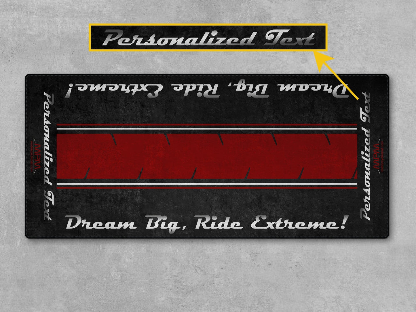 Motorcycle Mat For Cruiser Motorcycle "Dream Big, Ride Extreme" - MM7310 - Howling Moto