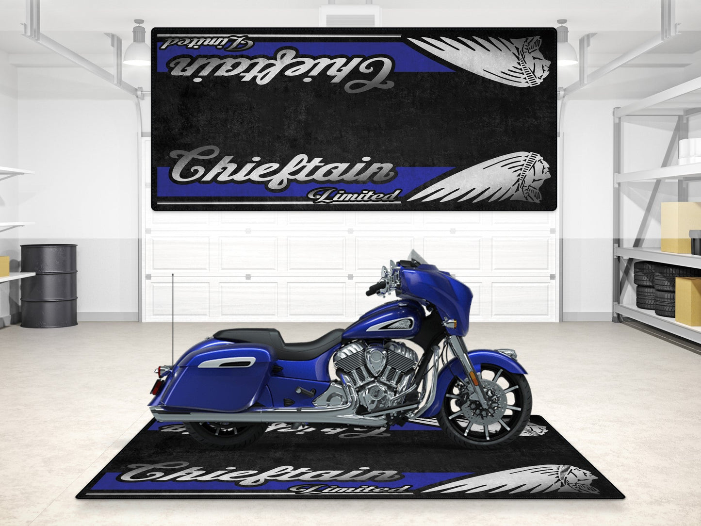 Designed Pit Mat for Indian Chieftain Limited Motorcycle - MM7329 - Howling Moto