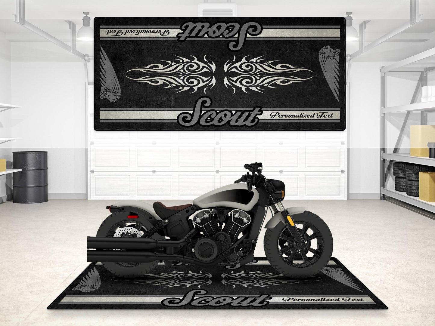 Designed Pit Mat for Indian Scout Bobber Motorcycle - MM7321 - Howling Moto