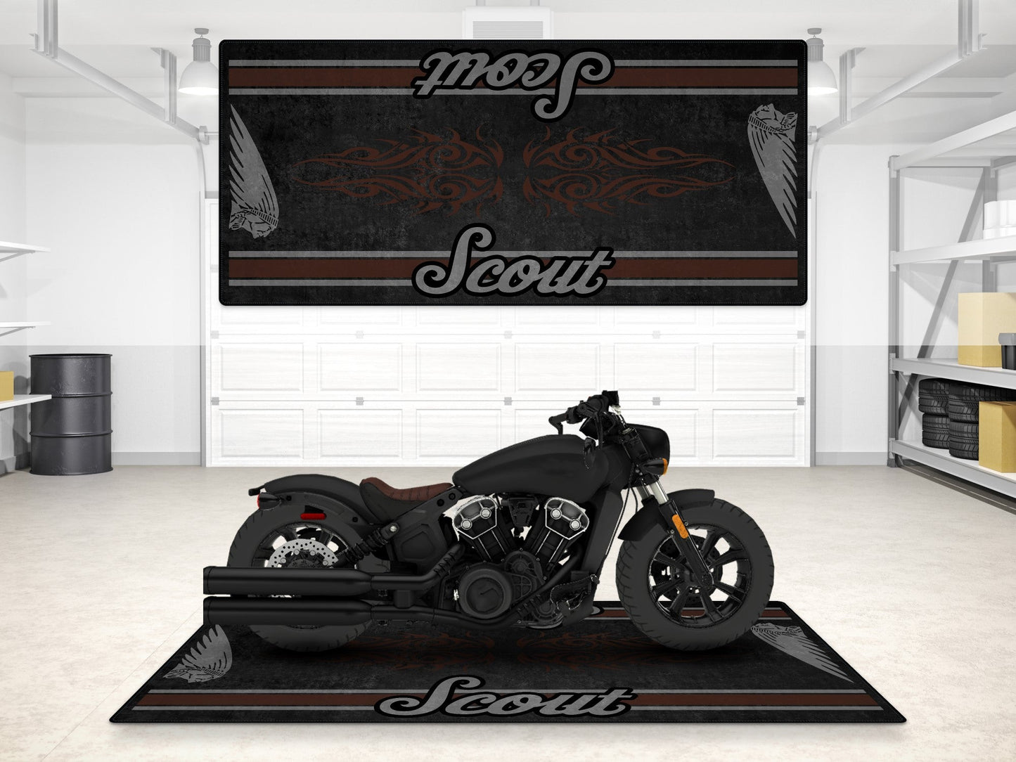 Designed Pit Mat for Indian Scout Bobber Motorcycle - MM7321 - Howling Moto