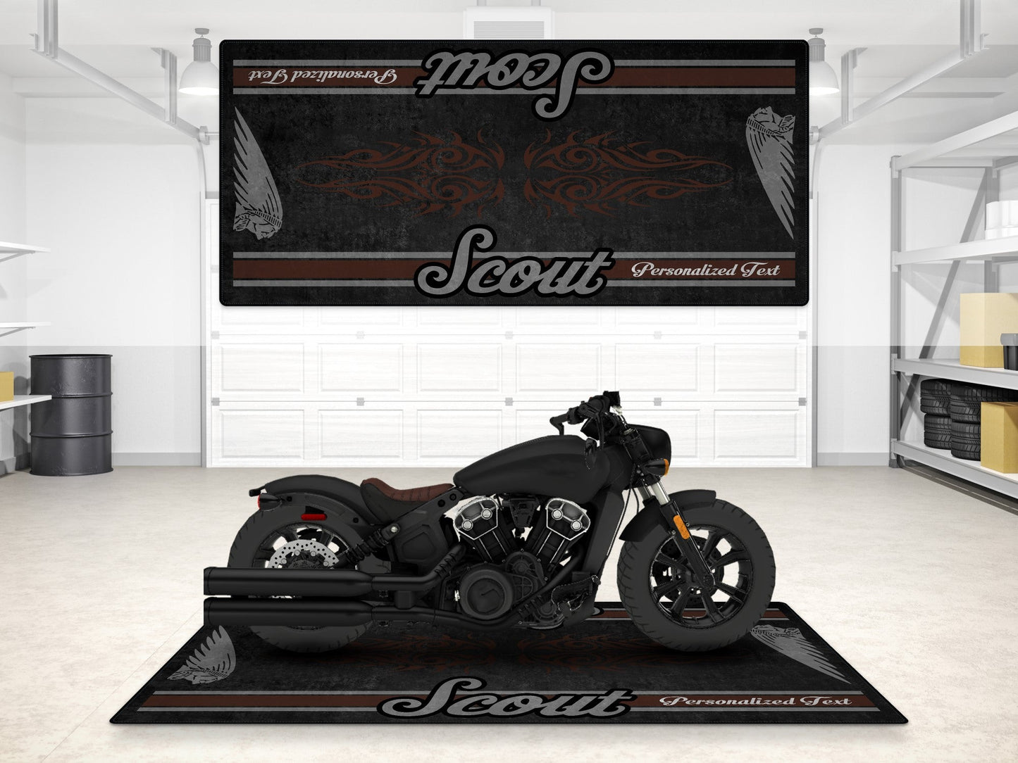 Designed Pit Mat for Indian Scout Bobber Motorcycle - MM7321 - Howling Moto