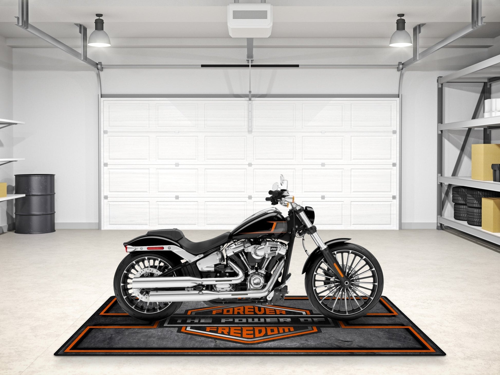 Motorcycle Mat Asphalt Design for Chopper, Cruiser, Touring, Sport Motorcycle "Forever The Power of Freedom" - MM7209 - Howling Moto