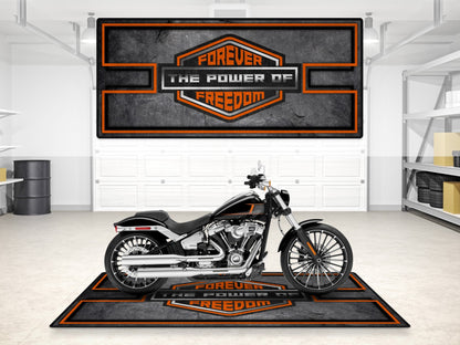 MPM Motorcycle Mat Asphalt Design for Chopper, Cruiser, Touring, Sport Motorcycle "Forever The Power of Freedom" - MM7209 - Howling Moto