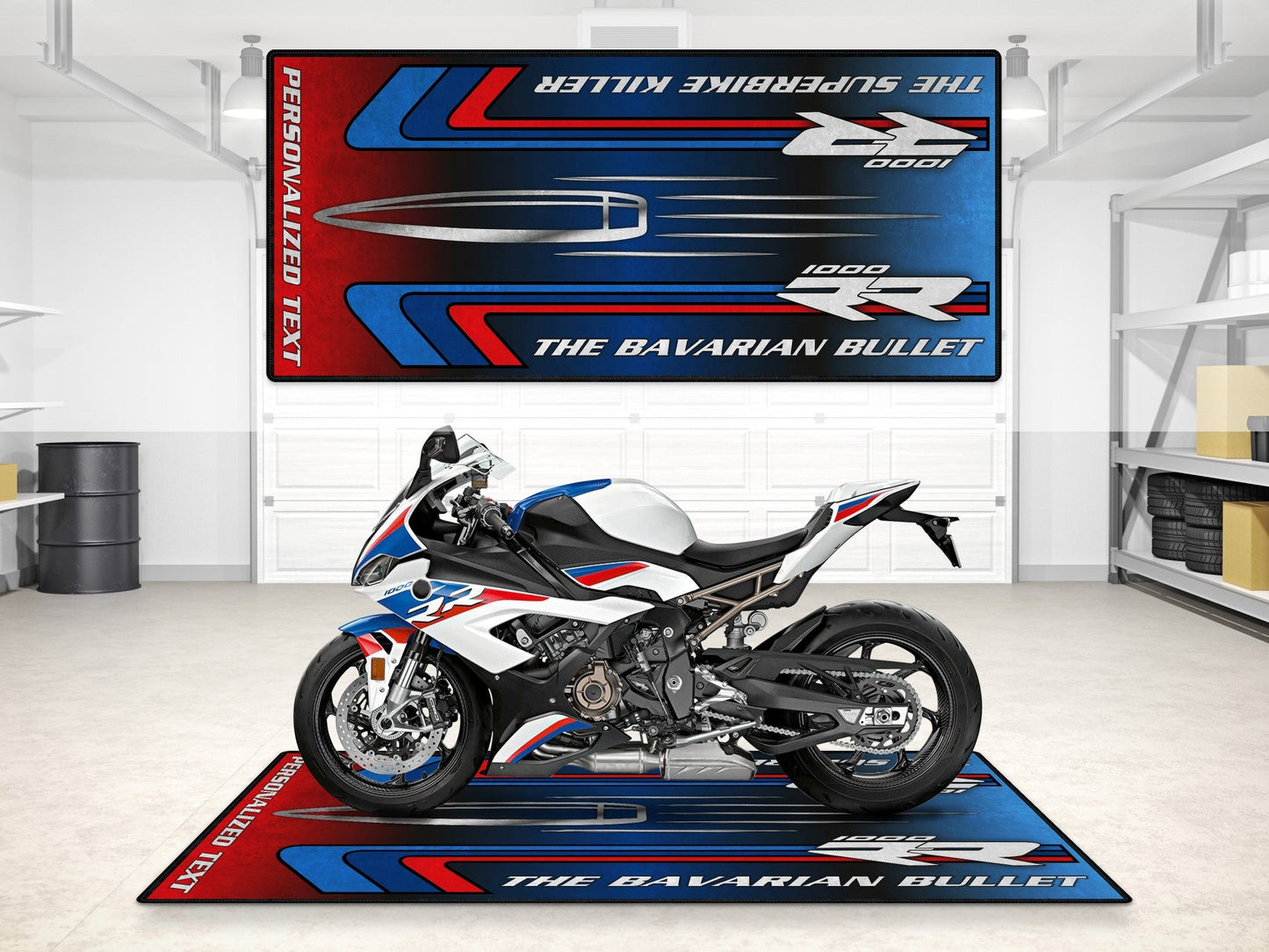 Designed Pit Mat for BMW S1000RR "The Bavarian Bullet" Motorcycle - MM7244 - Howling Moto