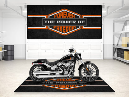 MPM Motorcycle Mat for Cruiser - Touring - Sport Motorcycle " Forever The Power of Freedom " - MM7101 - Howling Moto