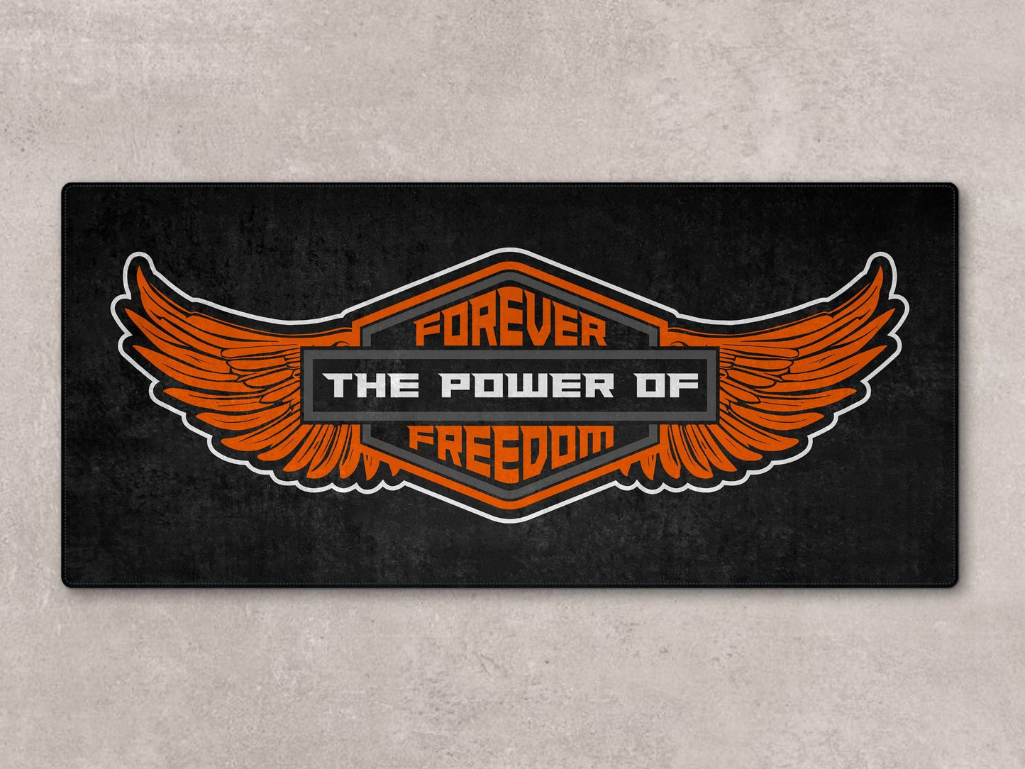 Motorcycle Mat for Cruiser - Touring - Sport Motorcycle Wings " Forever The Power of Freedom " -  MM7102 - Howling Moto