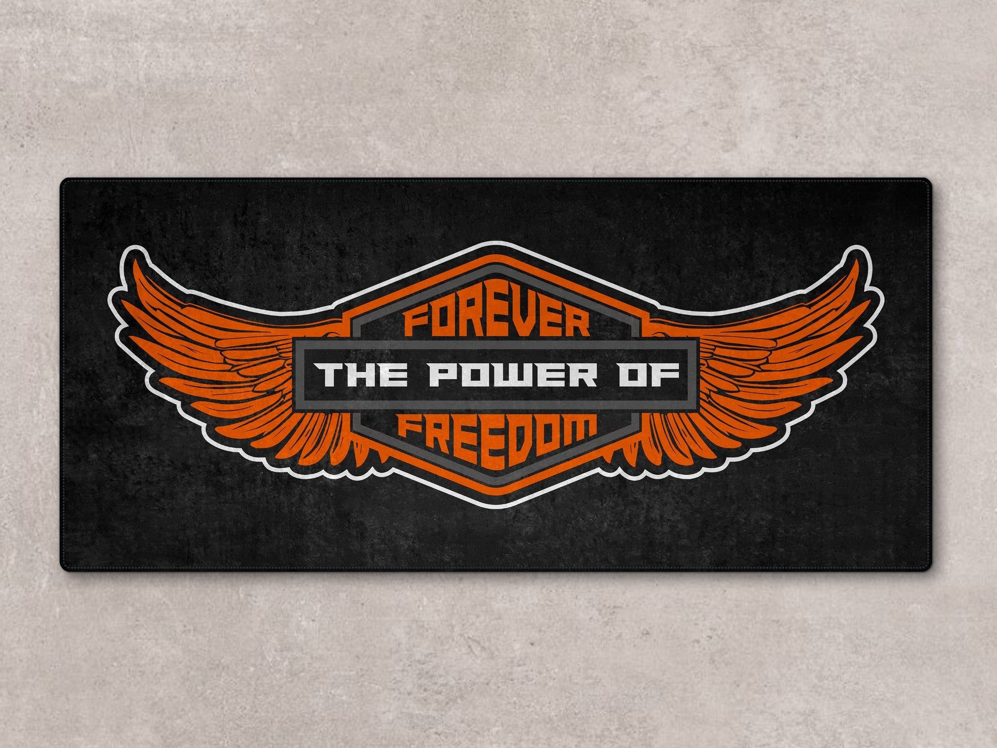 Motorcycle Mat for Cruiser - Touring - Sport Motorcycle Wings " Forever The Power of Freedom " -  MM7102 - Howling Moto