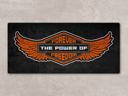 Motorcycle Mat for Cruiser - Touring - Sport Motorcycle Wings " Forever The Power of Freedom " -  MM7102 - Howling Moto