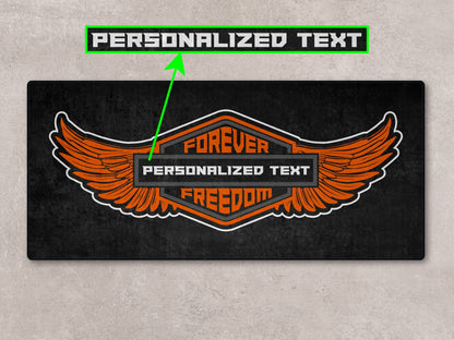 Motorcycle Mat for Cruiser - Touring - Sport Motorcycle Wings " Forever The Power of Freedom " -  MM7102 - Howling Moto
