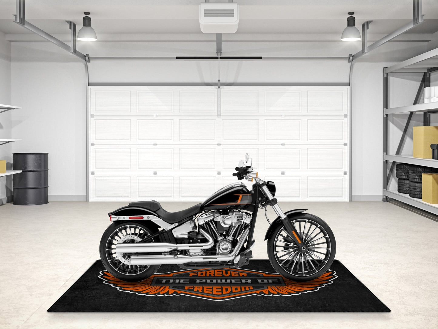 Motorcycle Mat for Cruiser - Touring - Sport Motorcycle Wings " Forever The Power of Freedom " -  MM7102 - Howling Moto