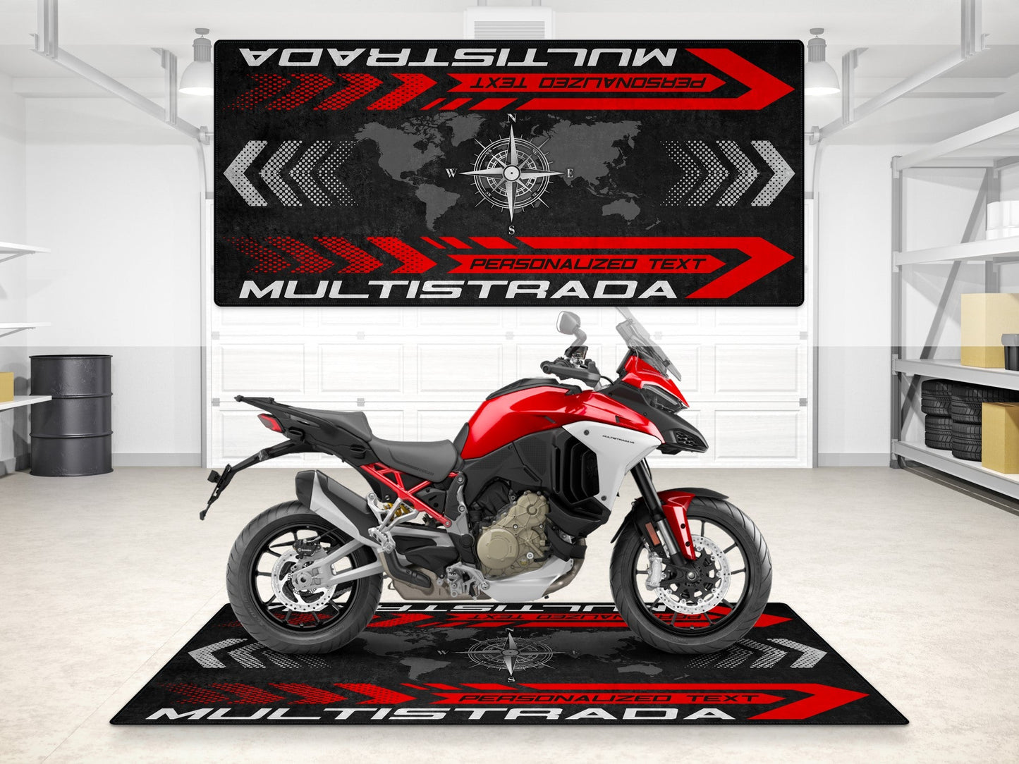 Designed Pit Mat for Ducati Multistrada Motorcycle - MM7177 - Howling Moto