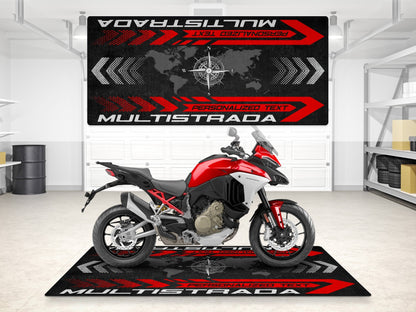 Designed Pit Mat for Ducati Multistrada Motorcycle - MM7177 - Howling Moto