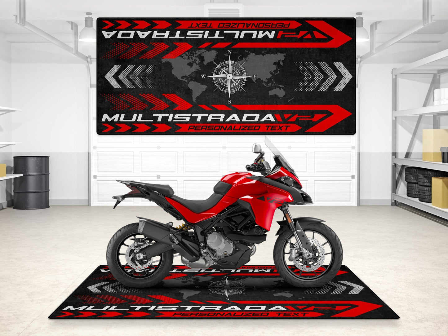 Designed Pit Mat for Ducati Multistrada V2 Motorcycle - MM7162 - Howling Moto