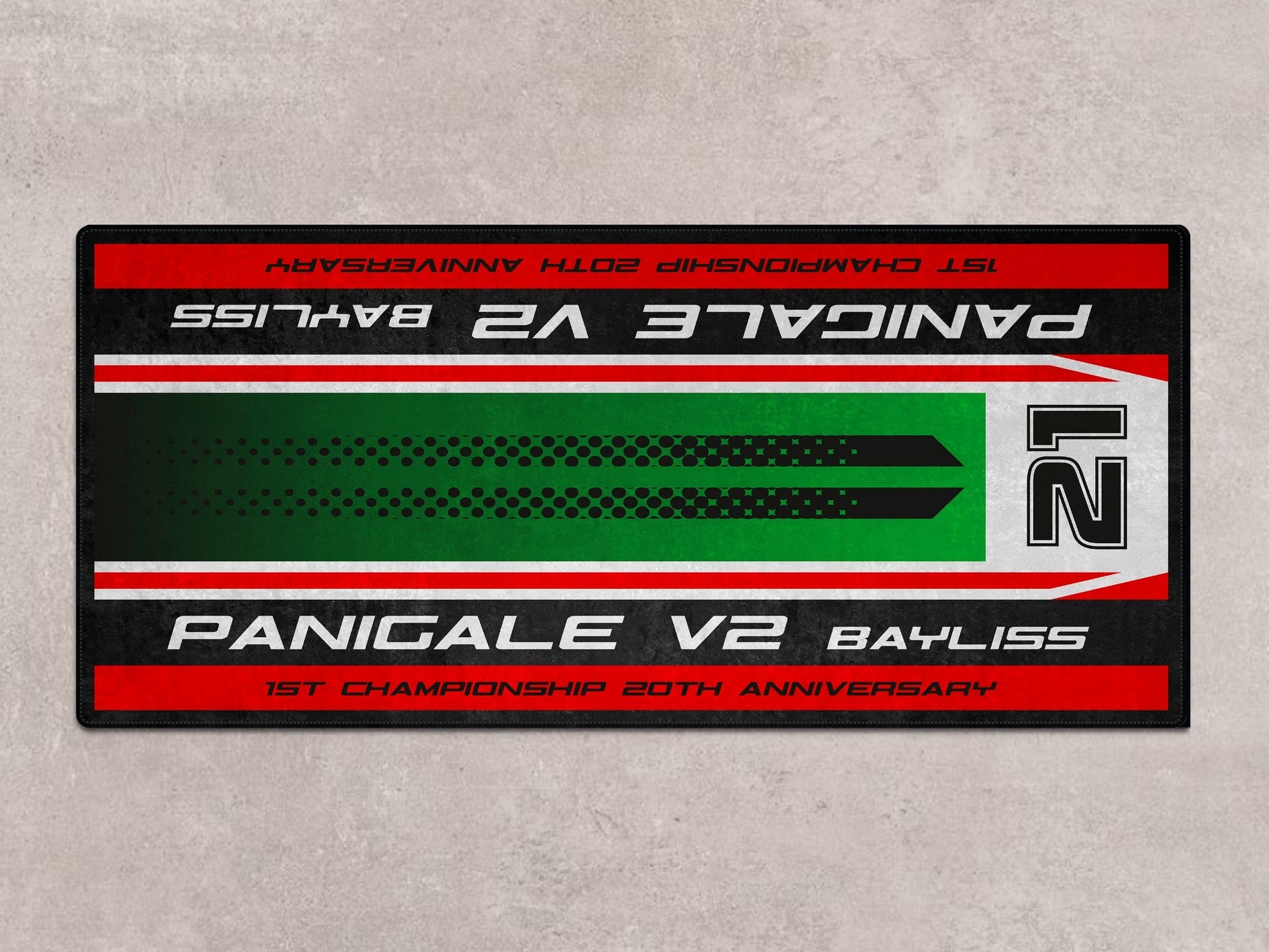 Designed Pit Mat for Ducati Panigale V2 Bayliss 1st Championship 20th Anniversary Motorcycle - MM7193 - Howling Moto