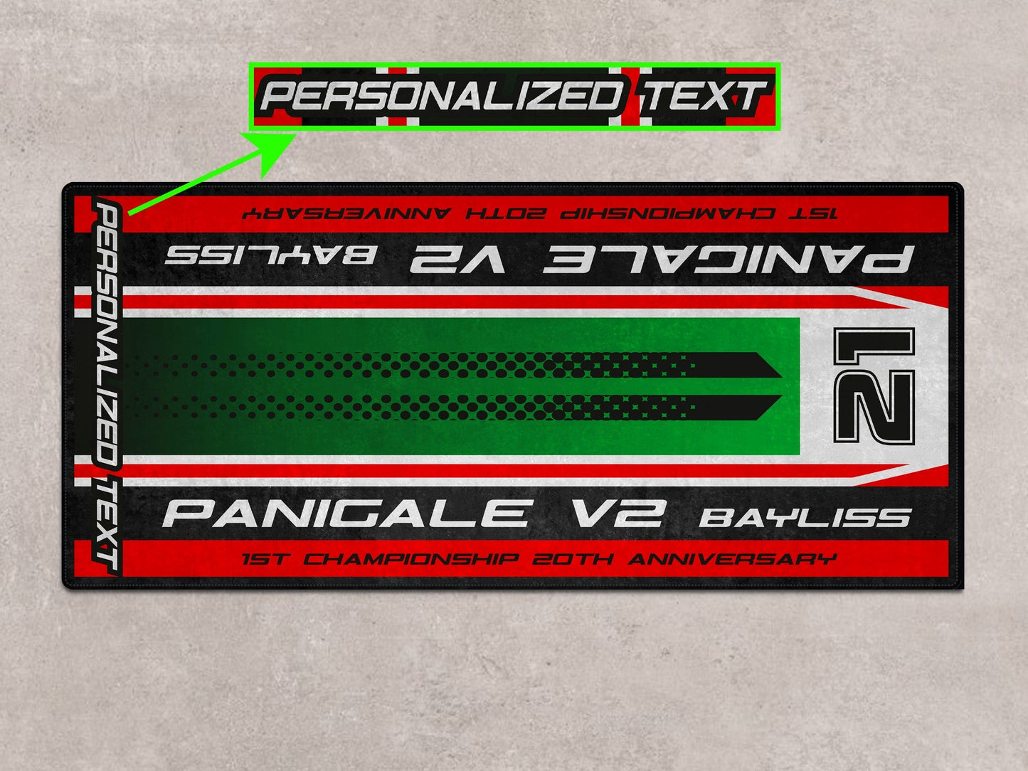 Designed Pit Mat for Ducati Panigale V2 Bayliss 1st Championship 20th Anniversary Motorcycle - MM7193 - Howling Moto