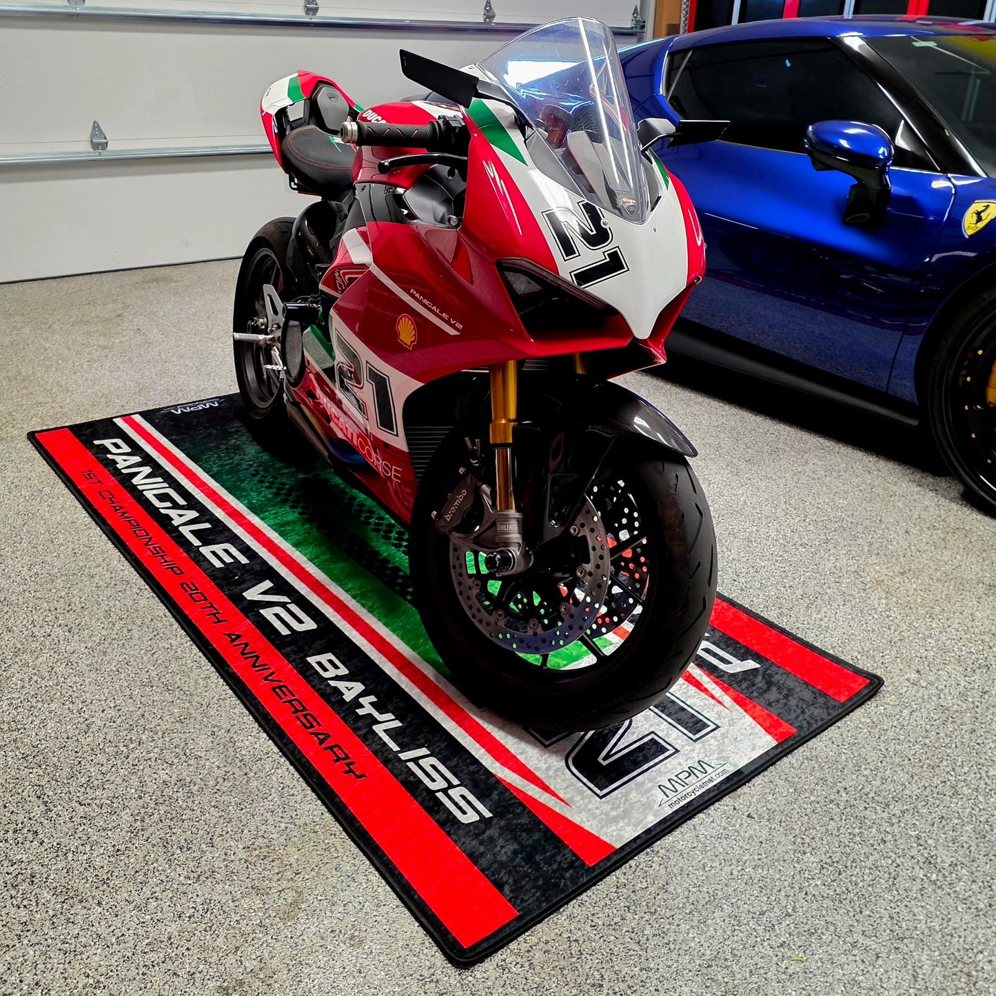 MPM Motorcycle Mat for Ducati Panigale V2 Bayliss 1st Championship 20th Anniversary - MM7193 - Howling Moto