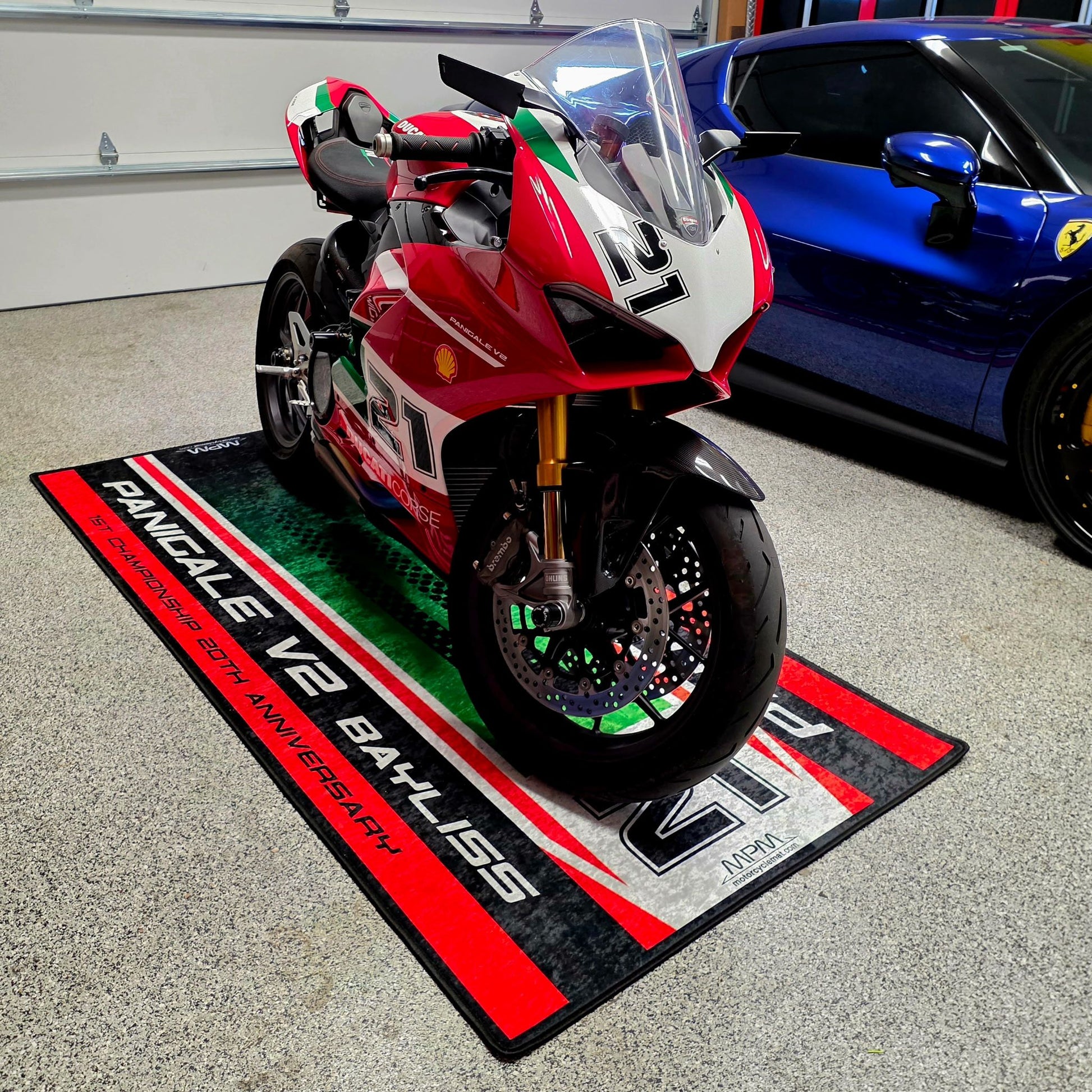 MPM Motorcycle Mat for Ducati Panigale V2 Bayliss 1st Championship 20th Anniversary - MM7193 - Howling Moto