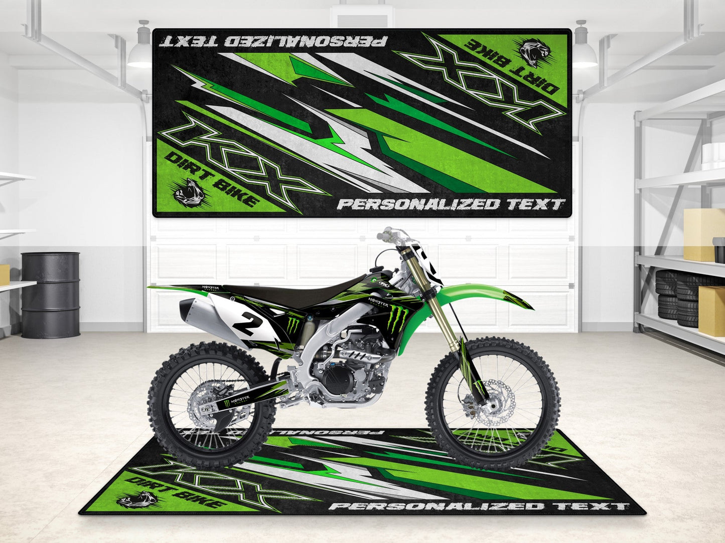 Designed Pit Mat for Kawasaki KX Motorcycle - MM7252 - Howling Moto