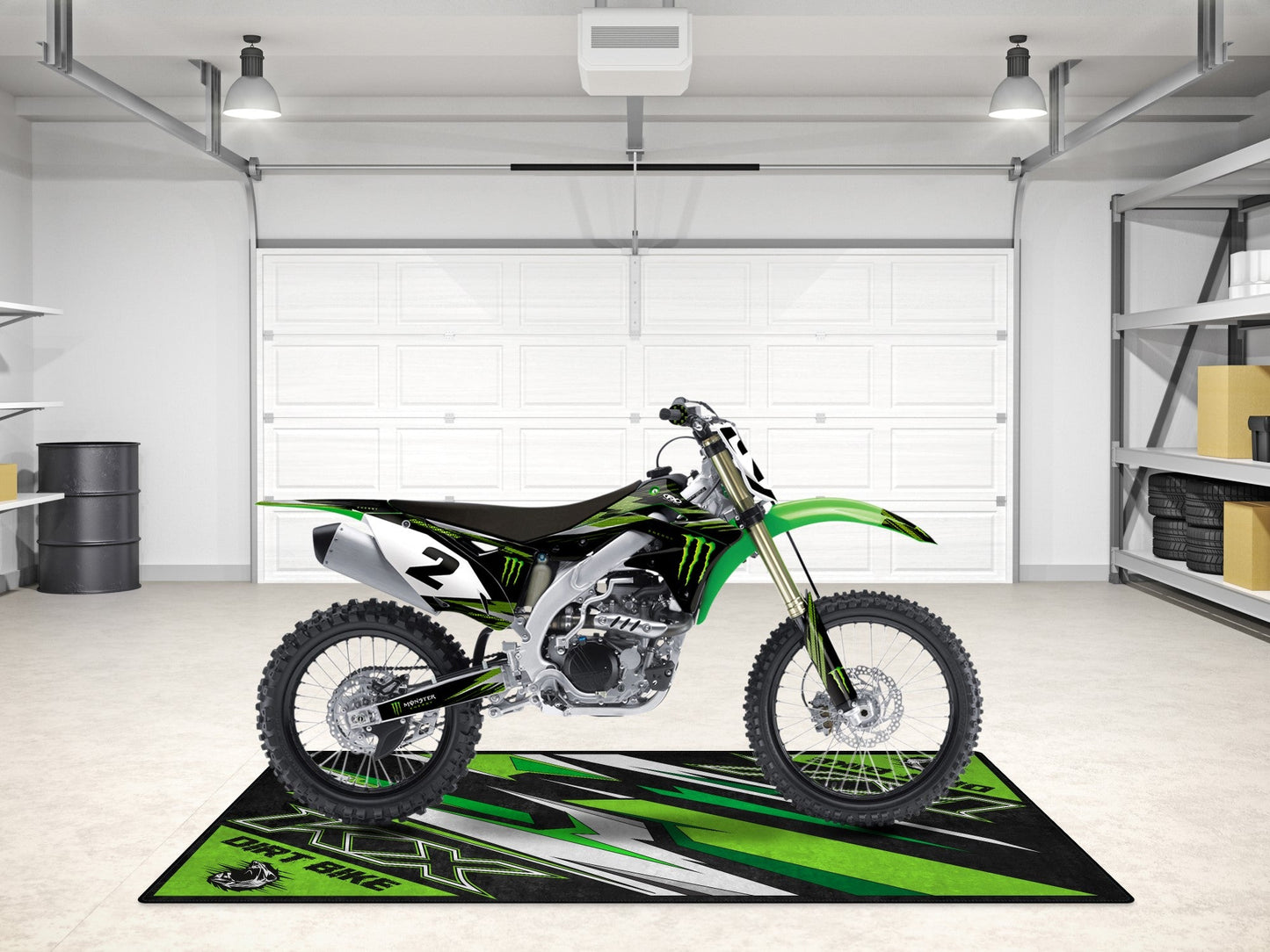 Designed Pit Mat for Kawasaki KX Motorcycle - MM7252 - Howling Moto