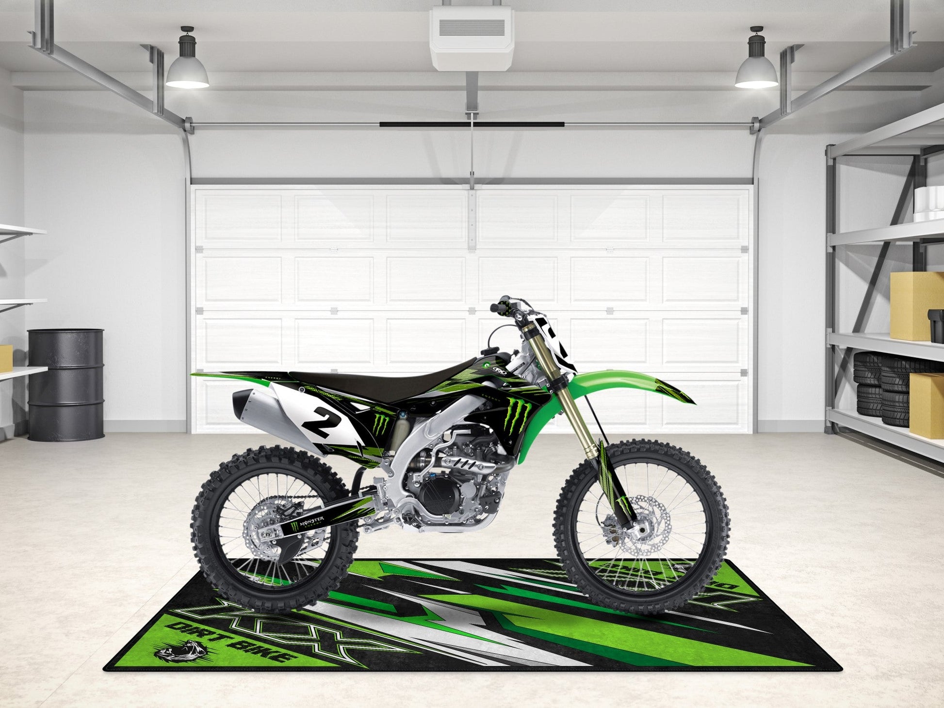 Designed Pit Mat for Kawasaki KX Motorcycle - MM7252 - Howling Moto