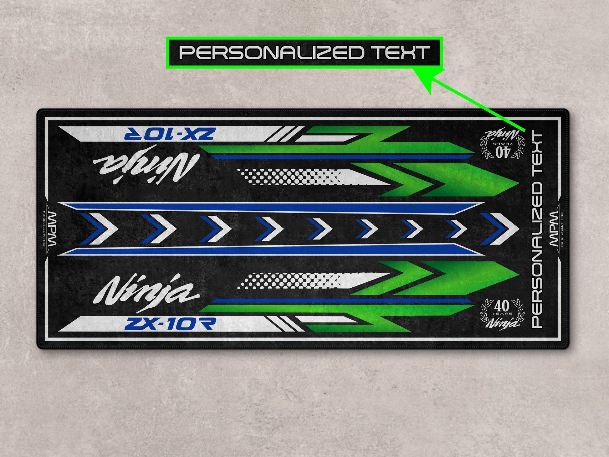 Designed Pit Mat for Kawasaki Ninja ZX-10R 40th Anniversary Motorcycle - MM7400 - Howling Moto
