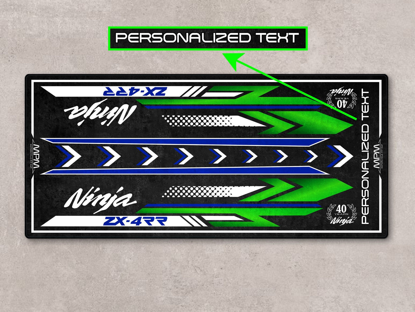 Designed Pit Mat for Kawasaki Ninja ZX-4RR 40th Anniversary Motorcycle - MM7394 - Howling Moto