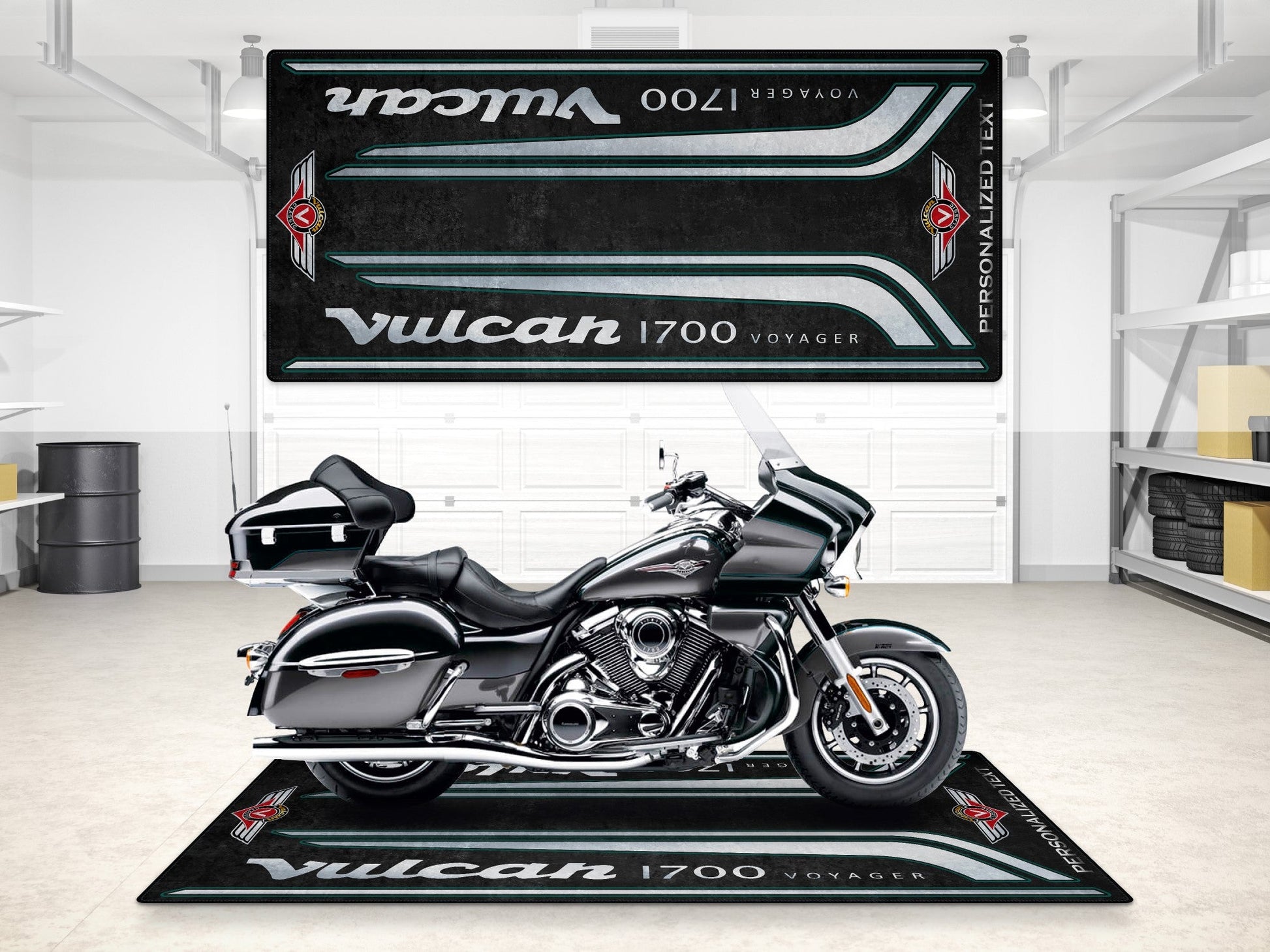 Designed Pit Mat for Kawasaki Vulcan 1700 Voyager Motorcycle - MM7430 - Howling Moto