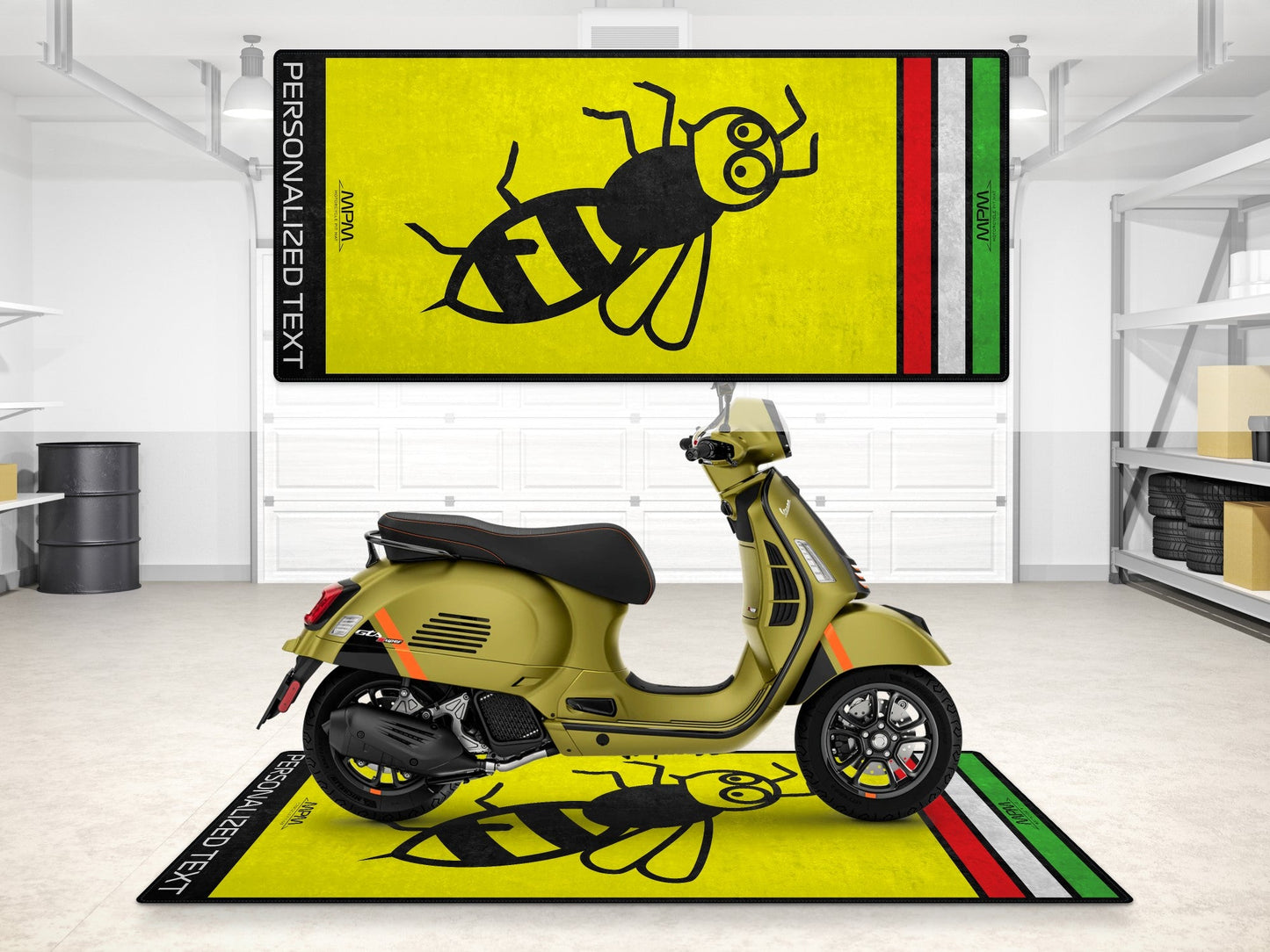Designed Pit Mat for Vespa Bee Design Scooter Motorcycle - MM7215 - Howling Moto