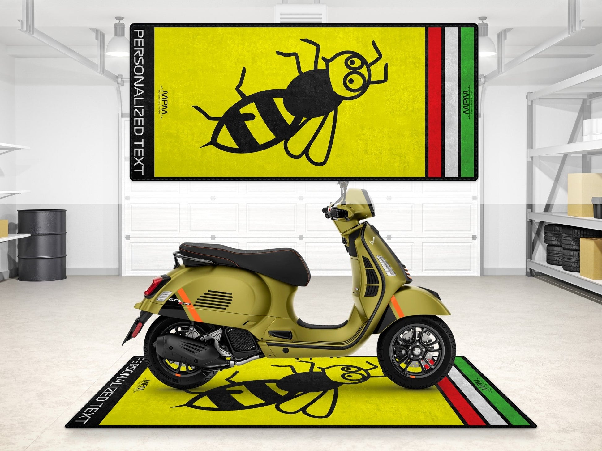 Designed Pit Mat for Vespa Bee Design Scooter Motorcycle - MM7215 - Howling Moto