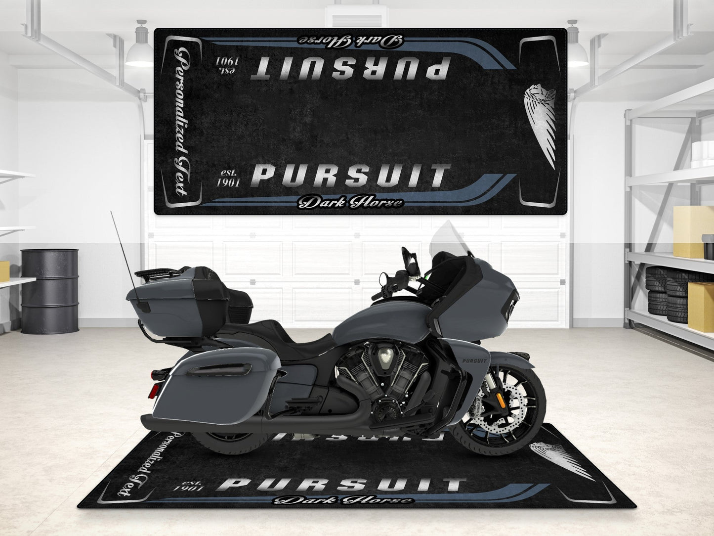 Designed Pit Mat for Indian Pursuit Dark Horse Motorcycle - MM7339 - Howling Moto