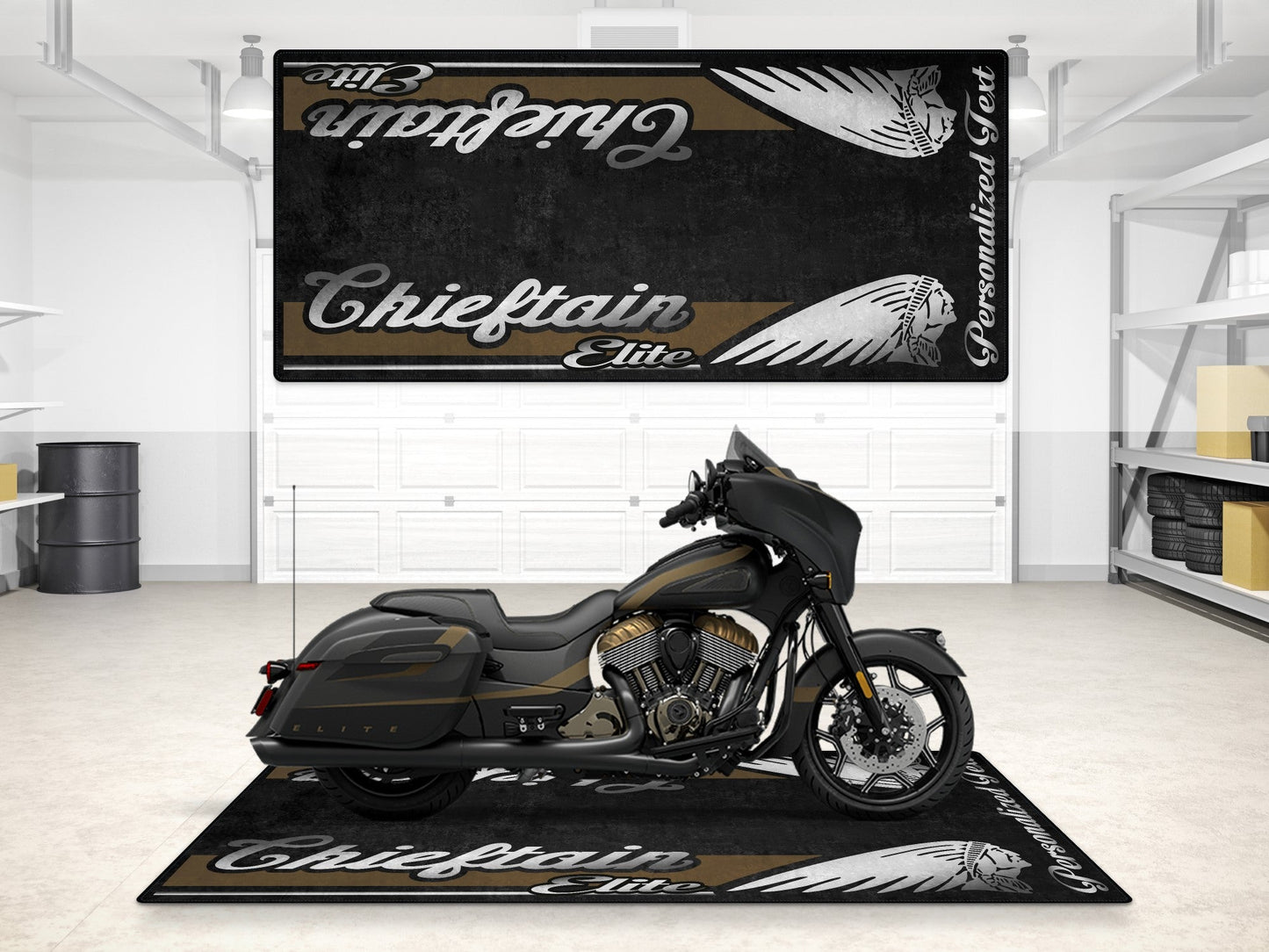 Designed Pit Mat for Indian Chieftain Elite Motorcycle - MM7330 - Howling Moto