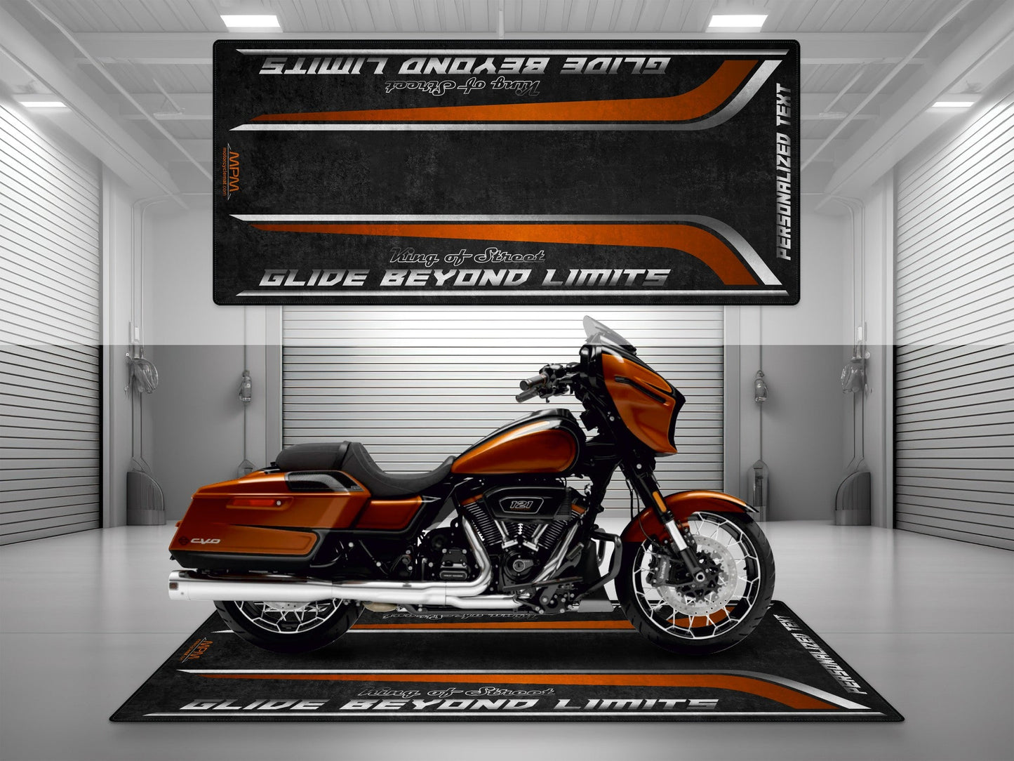 Motorcycle Mat for Cruiser Motorcycle "Glide Beyond Limits - King of Street" - MM7349 - Howling Moto