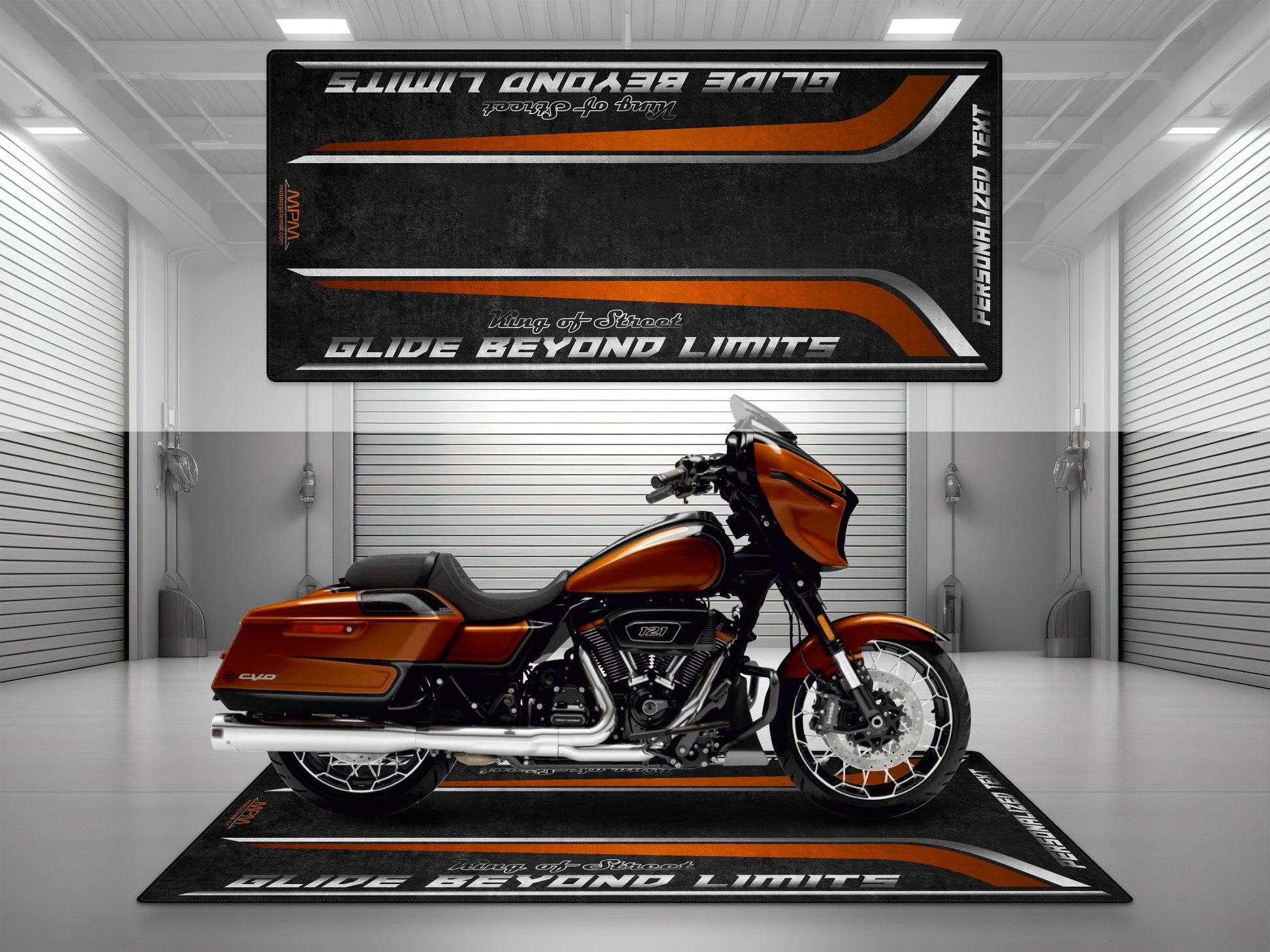 Motorcycle Mat for Cruiser Motorcycle "Glide Beyond Limits - King of Street" - MM7349 - Howling Moto