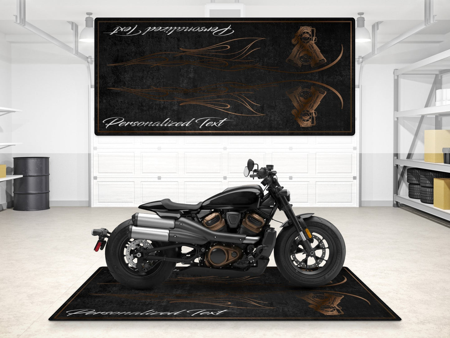 Designed Pit Mat for Cruiser Motorcycle "King of the V-Twins" - MM7302 - Howling Moto
