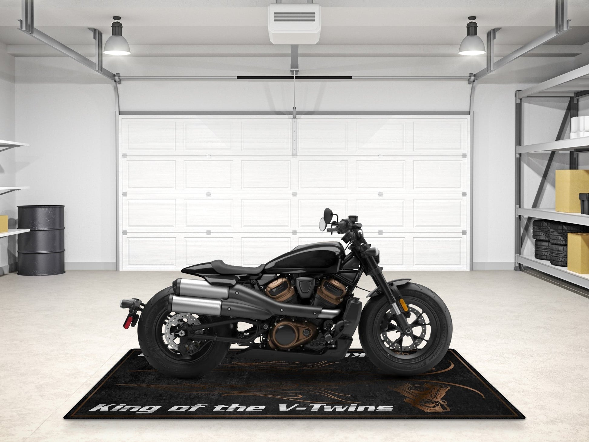 Designed Pit Mat for Cruiser Motorcycle "King of the V-Twins" - MM7302 - Howling Moto