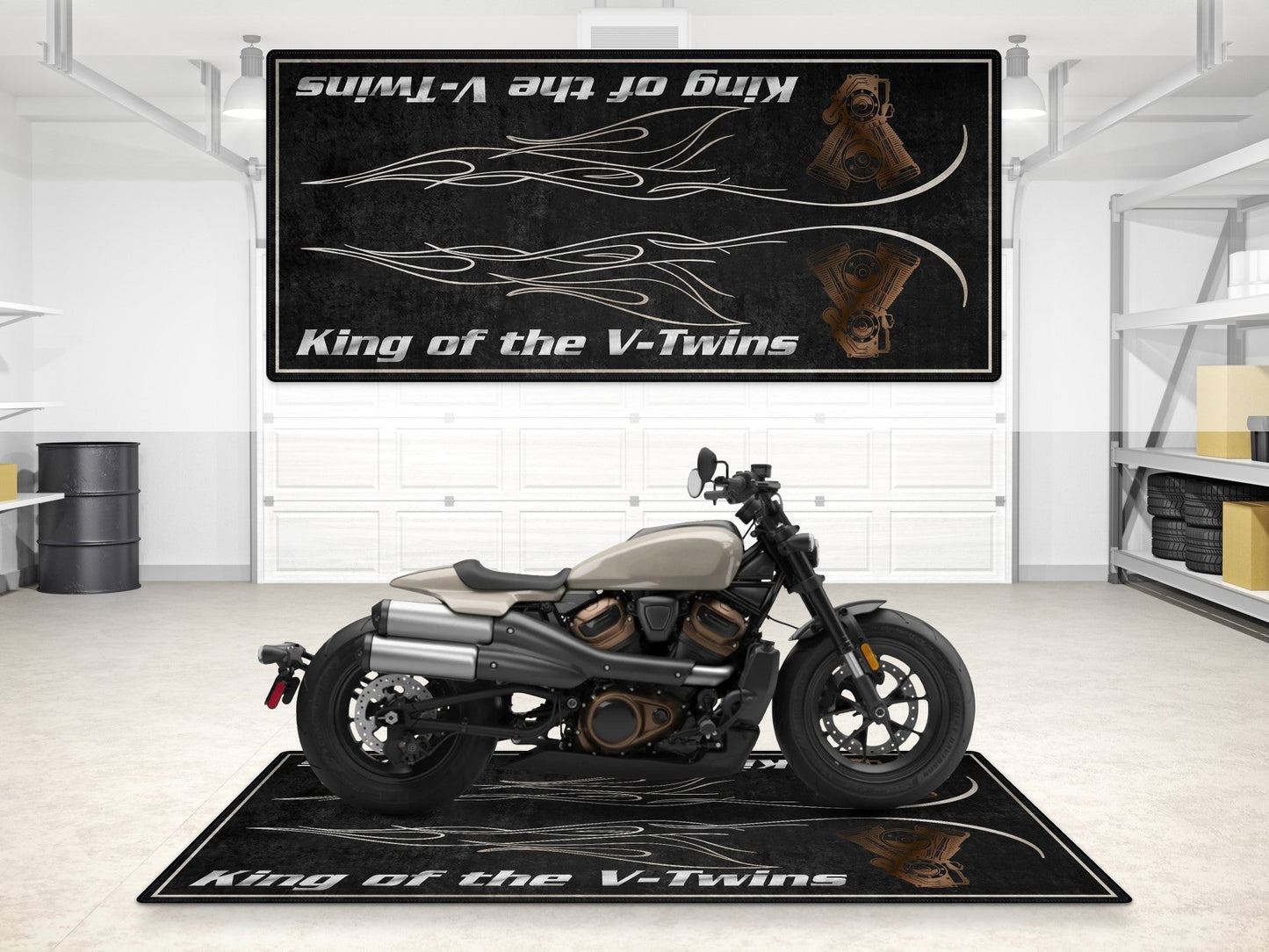MPM Motorcycle Mat for Cruiser Motorcycle "King of the V-Twins" - MM7302 - Howling Moto