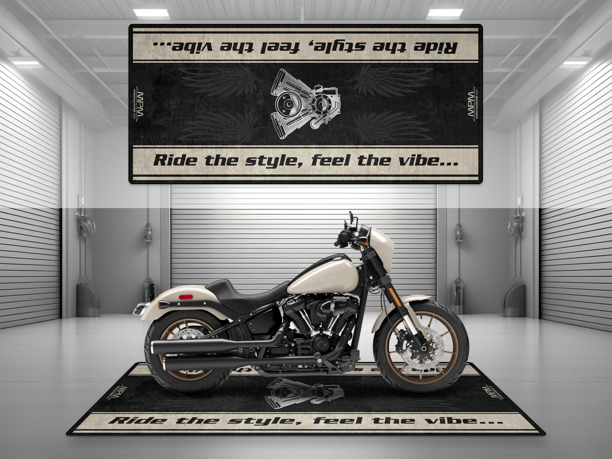 Motorcycle Mat for Cruiser Motorcycle "Ride The Style, Feel The Vibe" - MM7306 - Howling Moto