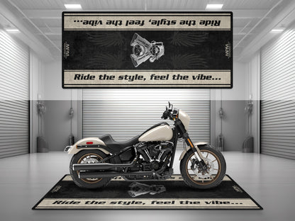 Motorcycle Mat for Cruiser Motorcycle "Ride The Style, Feel The Vibe" - MM7306 - Howling Moto