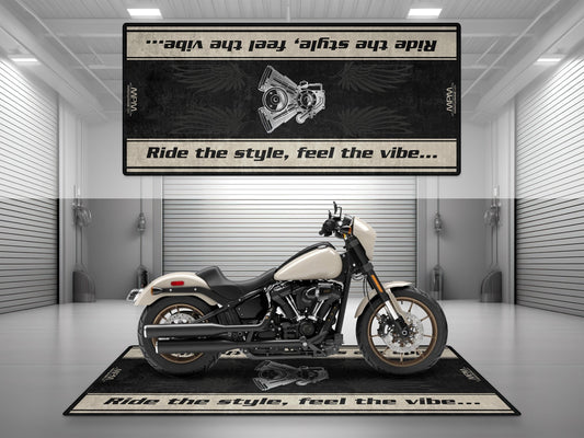 Motorcycle Mat for Cruiser Motorcycle "Ride The Style, Feel The Vibe" - MM7306 - Howling Moto