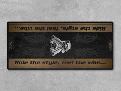 Motorcycle Mat for Cruiser Motorcycle "Ride The Style, Feel The Vibe" - MM7306 - Howling Moto