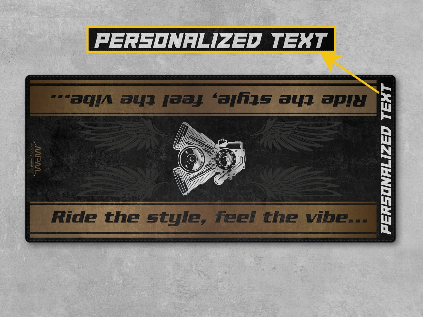 Motorcycle Mat for Cruiser Motorcycle "Ride The Style, Feel The Vibe" - MM7306 - Howling Moto