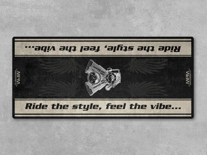 Motorcycle Mat for Cruiser Motorcycle "Ride The Style, Feel The Vibe" - MM7306 - Howling Moto
