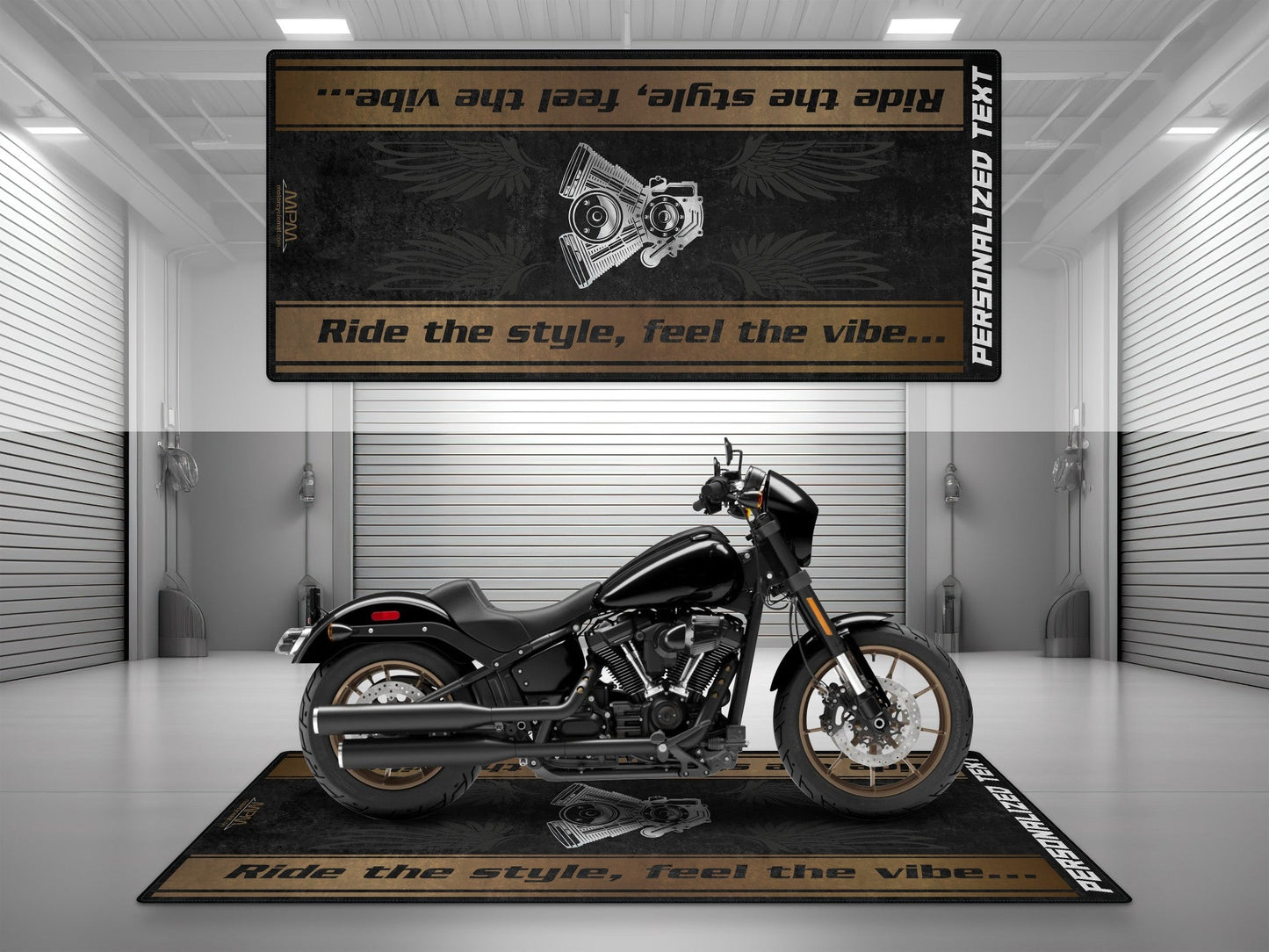 Motorcycle Mat for Cruiser Motorcycle "Ride The Style, Feel The Vibe" - MM7306 - Howling Moto