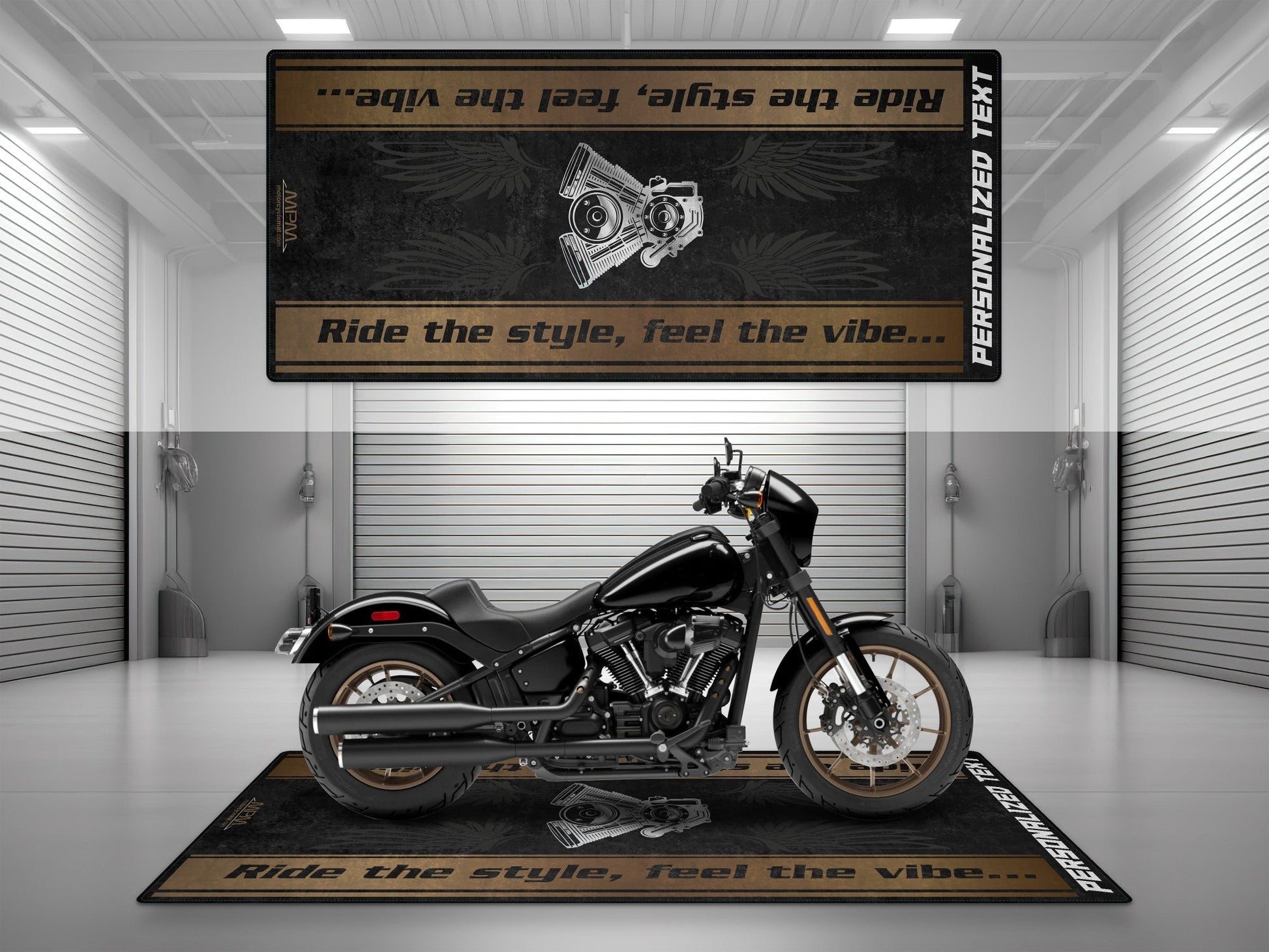 Motorcycle Mat for Cruiser Motorcycle "Ride The Style, Feel The Vibe" - MM7306 - Howling Moto